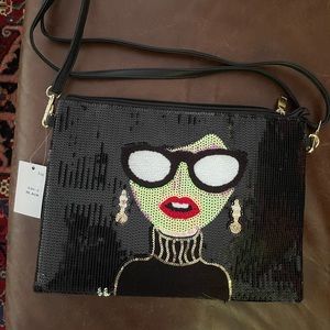 NWT Black Sequin Purse